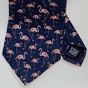 Flamingo Tropicals by Tango 100% Silk Pink & Navy